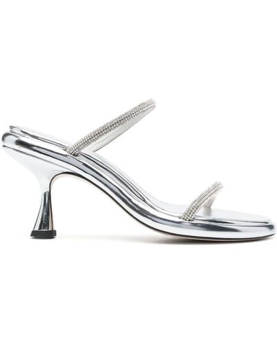 Wandler Zapatos con tacón de 90mm y apliques de cristal - Blanco