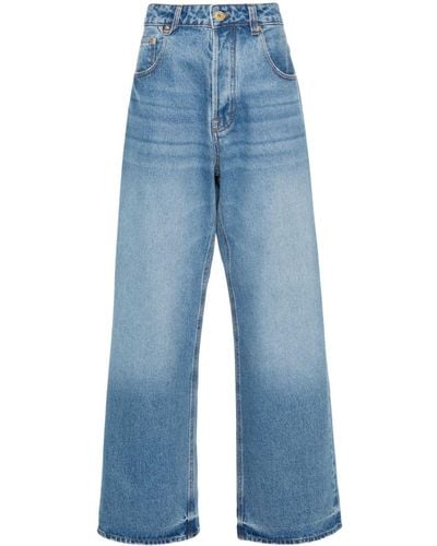 Jacquemus Mid Waist Jeans Met Wijde Pijpen - Blauw