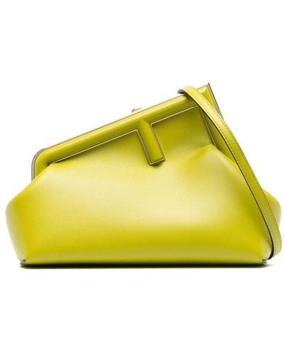 Fendi First Wasabi Leather Clutch Bag - Yellow