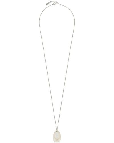 Saint Laurent Pinched Drop Pendant Necklace - White
