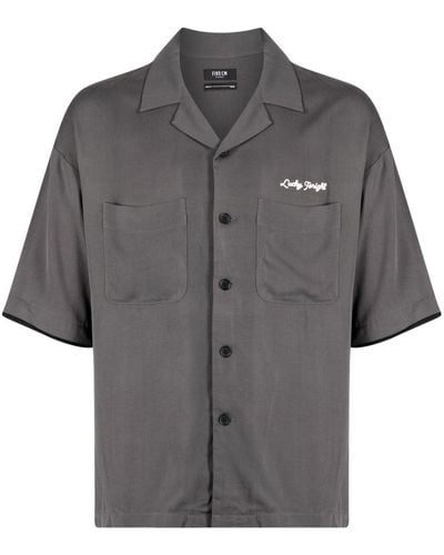 FIVE CM Embroidered-logo Shirt - Gray
