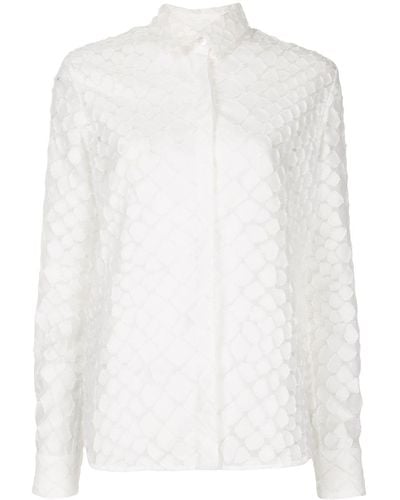 Alex Perry Ashton Textured Long Sleeve Shirt - White