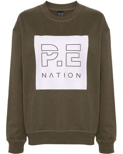 P.E Nation Cut Shot Logo-print Sweatshirt - Grey