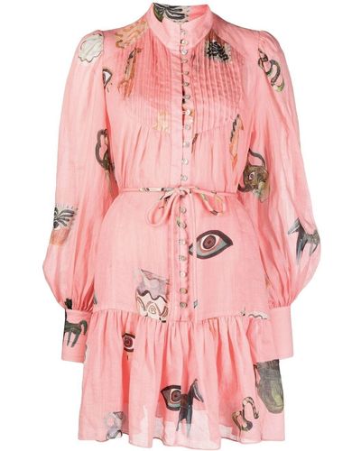 ALÉMAIS Cleo Smock Mini Dress - Pink