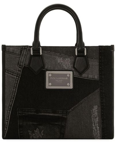 Dolce & Gabbana Bolso de hombro con placa del logo - Negro