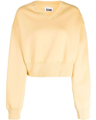 Izzue Crystal-embellished Cropped Sweatshirt - Yellow