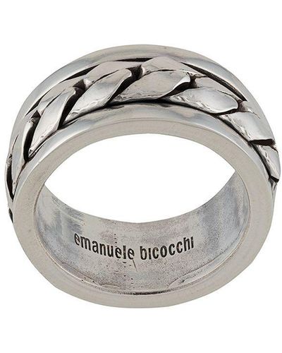 Emanuele Bicocchi Ring Met Geweven Effect - Metallic