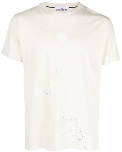 Stone Island T-shirt en coton à logo imprimé - Blanc