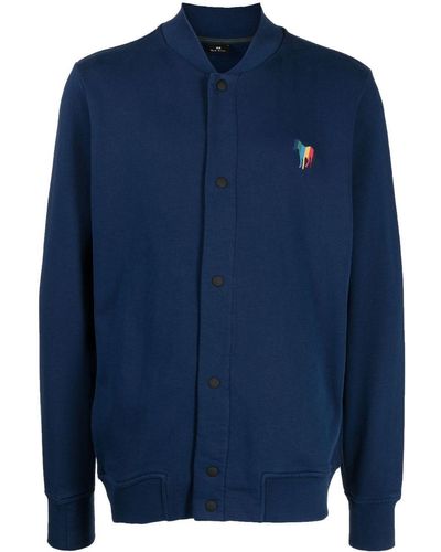 PS by Paul Smith Embroidered-logo Cotton Cardigan - Blue