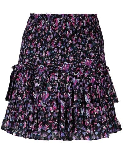 Isabel Marant Naomi Floral-print Ruffled Miniskirt - Blue