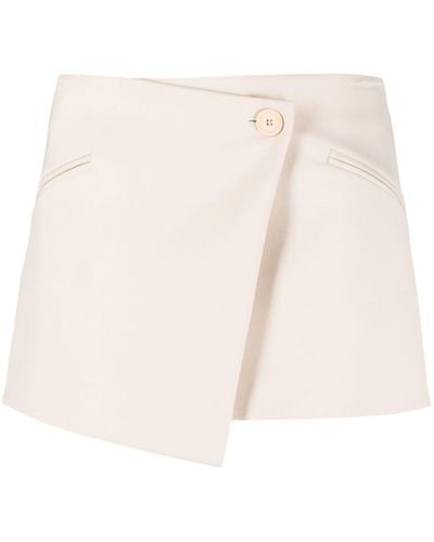 Semicouture Button-fastening Asymmetric Miniskirt - Natural
