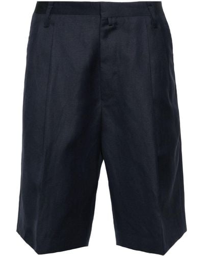 Corneliani Textured Pleated Bermuda Shorts - ブルー