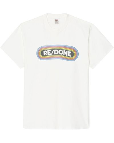 RE/DONE Logo-print Rainbow T-shirt - White