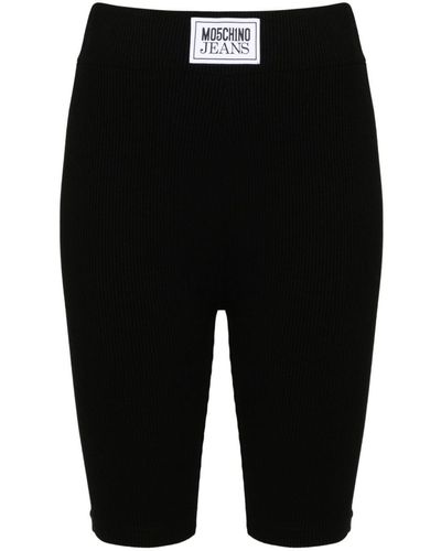 Moschino Logo-patch High-waist Shorts - Black