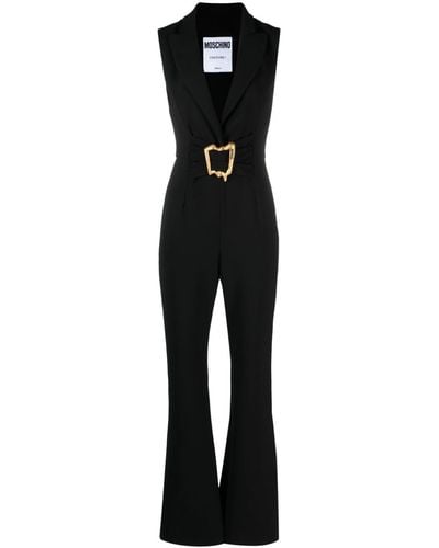 Moschino Morphed Buckled Crepe Jumpsuit - Black