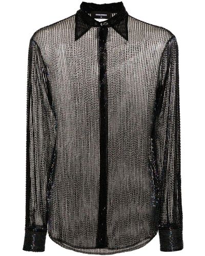 DSquared² 70's Beaded Tulle Shirt - Black