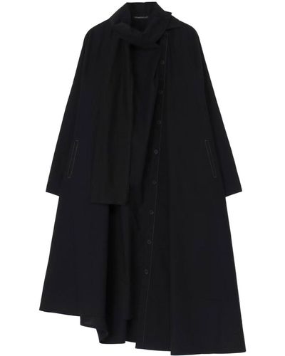Yohji Yamamoto Vestido midi asimétrico drapeado - Negro