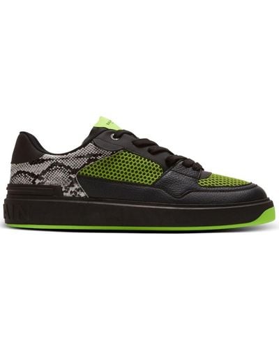 Balmain Snakeskin-effect B-court Flip Sneakers - Green