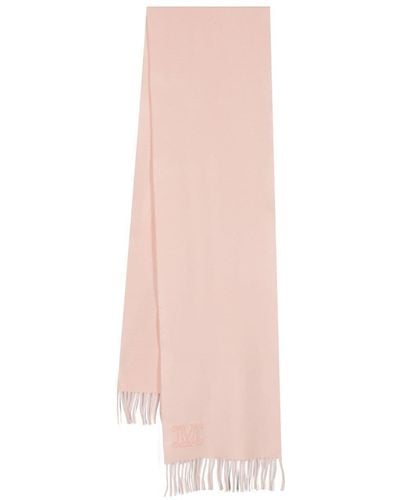 Max Mara Embroidered-logo Cashmere Scarf - Pink