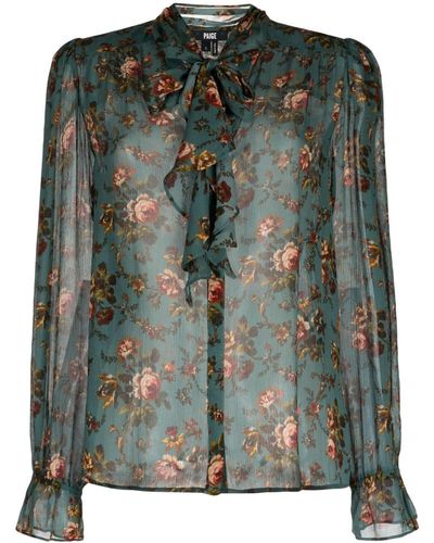 PAIGE Clemency Bluse mit Blumen-Print - Grün