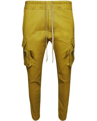 Rick Owens Elasticated-waist Tapered Leather Pants - Yellow