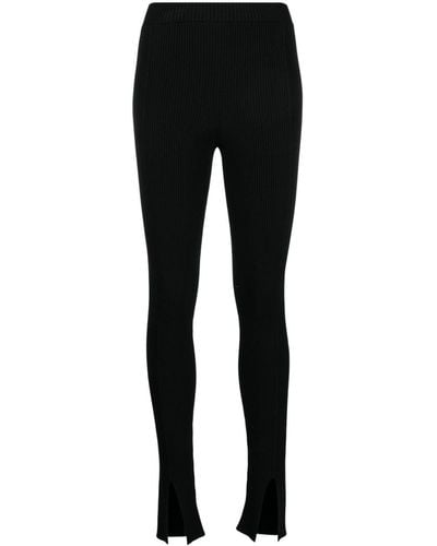 Aeron Front-slit Ribbed leggings - Black