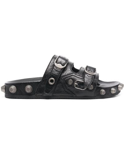 Balenciaga Stud-detail Leather Sandals - Black