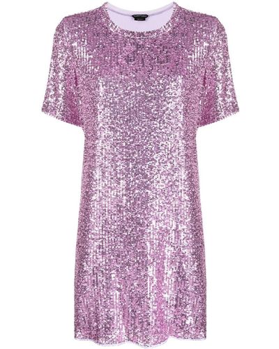 Tom Ford Vestido estilo camiseta corto con lentejuelas - Morado