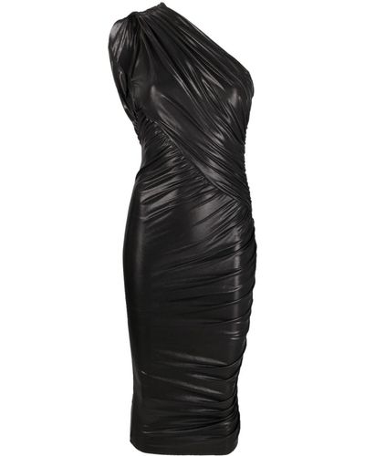 Rick Owens Lilies One-shoulder Draped Midi Dress - Black