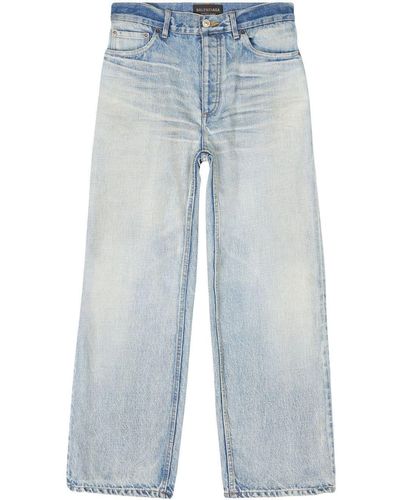 Balenciaga Gerade Cropped-Jeans - Blau