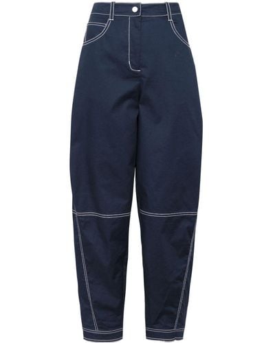 Jonathan Simkhai Kairi Cotton Tapered Trousers - Blue