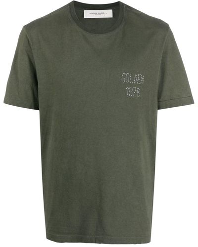 Golden Goose T-shirt à logo orné de cristal - Vert