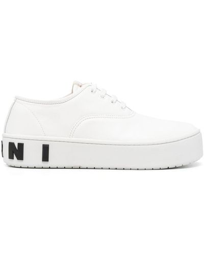 Marni Logo-embossed Leather Sneakers - White