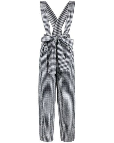 KENZO Gingham Waffle Cotton Pants - Grey