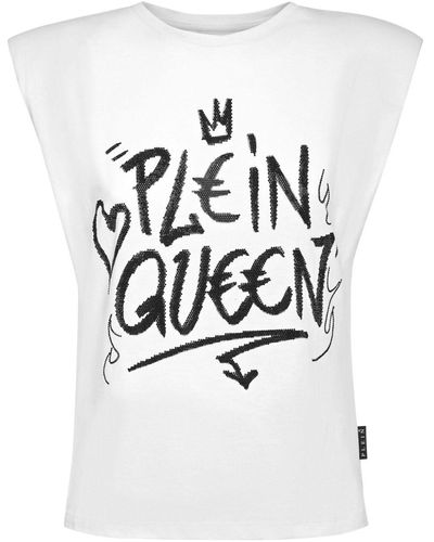 Philipp Plein T-shirt Verfraaid Met Kristallen - Wit