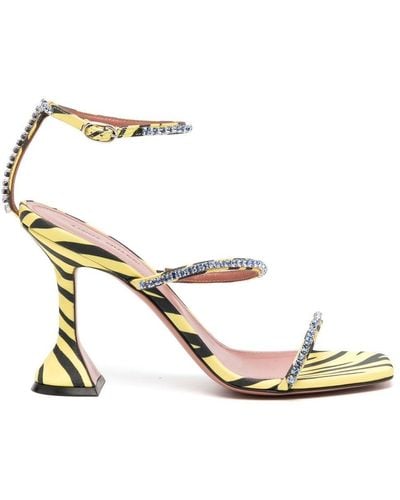 AMINA MUADDI Gilda 80mm Zebra-print Sandals - Metallic