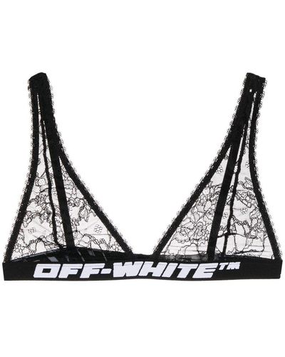 Off-White c/o Virgil Abloh Logo-tape Lace Triangle Bra - Black