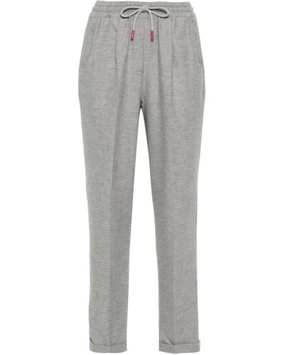 Kiton Tapered Cotton Pants - Gray