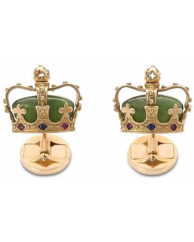 Dolce & Gabbana Diamante-detail Crown Cufflinks - Metallic