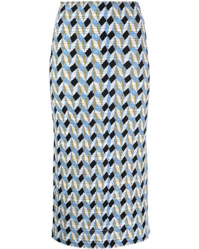Dorothee Schumacher Geometric-print Crepe Midi Skirt - Blue