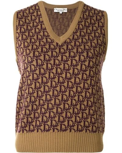 Dior Trotter Pattern Knitted Vest - Brown