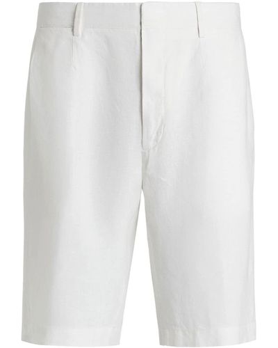 ZEGNA Washed Linen Pleated Shorts - White