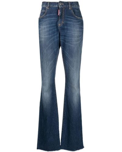 DSquared² Logo-patch Flared Jeans - Blue
