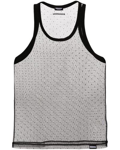 DSquared² Crystal-embellished Tulle Tank Top - Grey