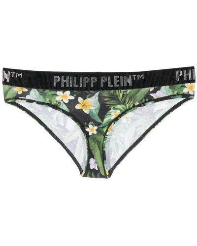 Philipp Plein Culotte fleurie à logo strassé - Neutre
