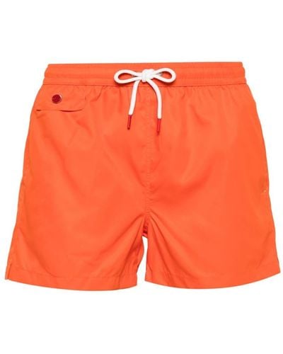 Kiton Logo-embroidered Swim Shorts - Orange