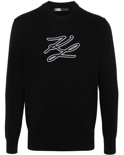 Karl Lagerfeld Pullover mit Logo-Stickerei - Schwarz