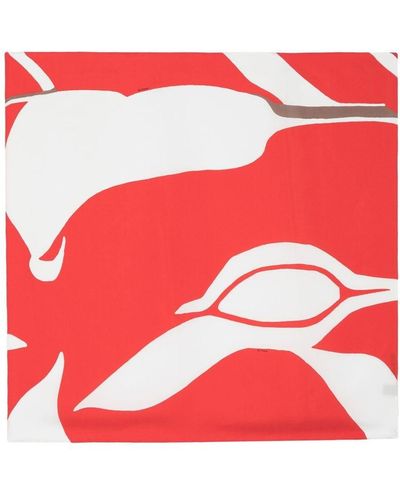Kiton Abstract Print Scarf - Red