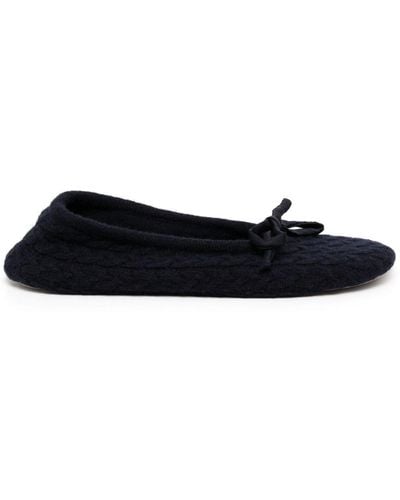 N.Peal Cashmere Knitted Cashmere Slippers - Black