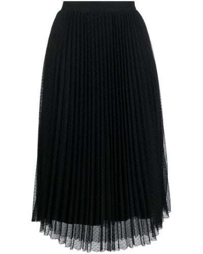 Twin Set Voile Pleated Midi Skirt - Black